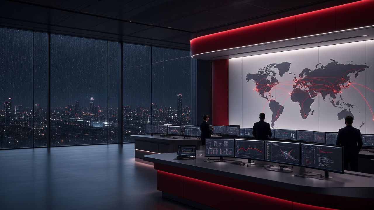 Global operations room monitoring international customs routes